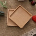Set of two square wooden coasters in natural beech wood with elegant rounded edges - Beech Wood Square Grooved 8.8cm