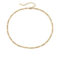 Golden Figaro chain necklace in stainless steel with lobster clasp and extender - 38+5cm / 4mm / Gold