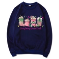 Navy blue Christmas hoodie featuring Christmas Cheer Fuel cup print in size M - S / Style 313 / Navy Blue