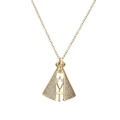 Gold religious medallion necklace with sparkling crystals and crown detail on white background - Crown Virgin Pendant - White Zircon