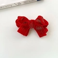 Red velvet New Year hair bow clip with silver glitter finish for girls and toddlers - Style 5: Classic Velvet Bow Clip