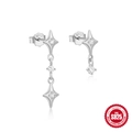 S925 sterling silver star drop earrings with asymmetric tassels and cubic zirconia - Platinum (Star Pendant)