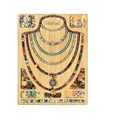 Wooden bead design board with four necklace layout grooves and integrated storage compartments - Necklace Style 28.5*38*1cm (700g)