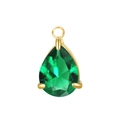 Pear shaped emerald green zircon pendant with gold stainless steel three-claw setting - Steel Color Setting / May Emerald Green (Nano)