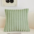 Light green plush lumbar pillow with vertical stripes on a soft sofa for business gift - Bean Green