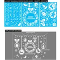 Detail of Christmas window clings showing 3 blue sheets with snowflakes and reindeer - Christmas Wreath XC029