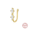 Golden S925 sterling silver U-shaped nose cuff with two marquise-cut sparkling zircons - Gold Marquise Stones