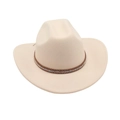 Classic beige felt western cowboy hat featuring a slim studded brown decorative band - Beige
