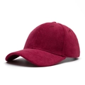 Classic deep red faux suede baseball cap with premium textured finish and curved brim - Burgundy