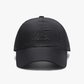 Black laser-cut perforated baseball cap in quick-dry fabric with embossed logo - Black