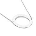 Minimalist silver-toned titanium steel necklace with a hollow oval pendant in polished finish - Letter O (KN26371-K)