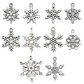 Set of 10 silver snowflake alloy charms for DIY Christmas jewelry making projects - M184-Antique Silver Snowflake 10 Styles-8 Each-93.1g