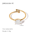 Verstellbarer 18k vergoldeter Edelstahlring mit ovalem Zirkonia, Gewicht von 1,54g - Weiß (JDRW2401004-WT)