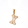 Classic stainless steel letter X pendant with gold finish and white mother of pearl - Letter X