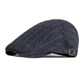 Béret classique bleu marine à rayures avec boucle en métal réglable et style rétro - Réglable / Bleu marine