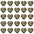 Natural dalmatian jasper heart pendants 15mm set in a organized 5x5 grid layout - 15x15x6mm / Dalmatian Jasper