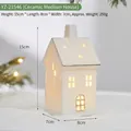 Weiße Keramikhaus-Lampe mit Goldrand und warmem Licht für weihnachtliche Tischdeko - Mittleres Keramikhaus (YZ-21546)