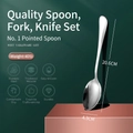 Mirror polished stainless steel dinner spoon, 20.6cm length and 47g weight variant - No.1 Pointed Spoon