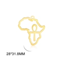 Detailed view of gold stainless steel Africa map pendant with Ankh cross, 28x31.8mm size - Style 3 - Gold (Ankh Symbol)