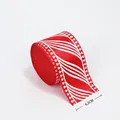 Red and white striped Christmas ribbon, 6.3cm wide faux linen decorative bow material - 6.3CM Ribbon Style F (Red and White Curved Stripes)