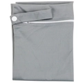 Grey waterproof fabric diaper organizer bag with white zipper and snap strap - 15*18cm / Gray