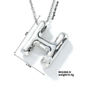 Polished silver letter H balloon pendant necklace with zircon stone, size 2cm x 1.7cm - Letter H (N01068-H)