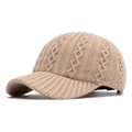 Casquette de baseball beige en maille torsadée pour un look hivernal élégant - Réglable / Kaki