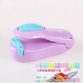 Portable mini heat sealer in purple and blue finish with retail color box packaging - Purple Base Blue Lid