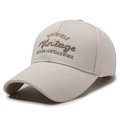 Beige baseball cap with vintage embroidery and unique honeycomb woven texture fabric - Light Beige