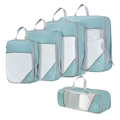 5-piece light blue expandable travel organizer set with mesh windows and icons - Five-Piece Set / Lake Blue