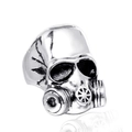 Anillo punk calavera máscara de gas en acero inoxidable plateado con acabado negro retro - US 7 / Color Acero