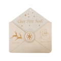 Handcrafted wooden Christmas envelope ornament with festive French laser engraving - 20cm x 20cm x 1cm / Santa Envelope