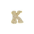 18K gold plated brass letter K pendant with white pavé cubic zirconia inlay - Letter K Pendant-Gold