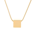 Collier minimaliste avec pendentif cube doré poli et chaîne serpent élégante pour femme - Style Cube Doré (KN236545-HR)