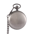 Detailed back view of vintage silver metal pocket watch with smooth brushed texture and chain - Smooth Antique Silver (With Dice)