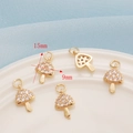 14K gold plated mushroom pendant set with white zircon stones for jewelry DIY - Style H Mushroom / 15mm*9mm