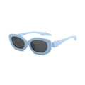 Occhiali da sole ovali azzurri retrò con lenti scure e montura dal design minimalista - Montatura Blu Opaco Lenti Grigie