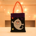 Halloween gift bag featuring a white ghost applique and colorful stars on black felt - Ghost Style