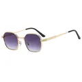 Fashion small frame geometric metal sunglasses with purple gradient lenses in gold finish - Gold Frame Gradient Gray Lens