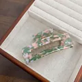 Grande pince à cheveux en acétate avec motif marbré vert, rose et blanc en coffret - Rose Vert 10.5CM
