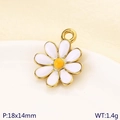 Gänseblümchen-Anhänger in Weiß-Gold-Optik aus Emaille für DIY-Halsketten Zubehör - Gänseblümchen-Stil (KLJ10181-ZLA)