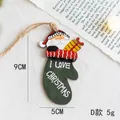 Ornamento natalizio in legno a guanto con testo I LOVE CHRISTMAS e corda rustica - Stile D