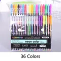 Set of 36 glitter, pastel and fluorescent pens with 1.0mm tips in clear plastic case - 36-Color Glitter Pens