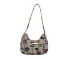 Corduroy underarm bag with strawberry floral print and gold plaque in a retro design - Dark Floral