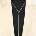 Minimalistische silberne Y-Schlangenkette mit rundem Schiebeverschluss-Anhänger für Damen - Silber Schlangenkette Stil (N-476)