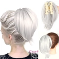 Gray claw clip ponytail hairpiece detail showing model look and inner clip mechanism - Light Gray-Dray