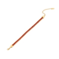 Elegant gold-plated chain bracelet featuring square-cut red zircon stones and K18 hallmark - Red Zirconia