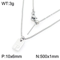 Silver square pendant necklace with letter P engraving and box chain for women - Silver Letter P Style (KN293682-Z)