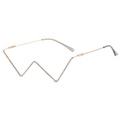 Chique W-vormige bril zonder rand met strassteentjes en elegante roségouden monturen - Gouden montuur met strass-steentjes