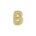 Golden bubble letter B charm with sparkling crystal pavé for DIY bracelets - Letter B / Gold